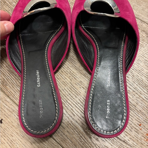 Proenza Schouler Peony mules in pink suede silver metal accent ring size 39 us 9 - Picture 3 of 8